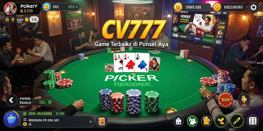 Screenshot gameplay CV777 menampilkan suasana seru saat bermain poker.