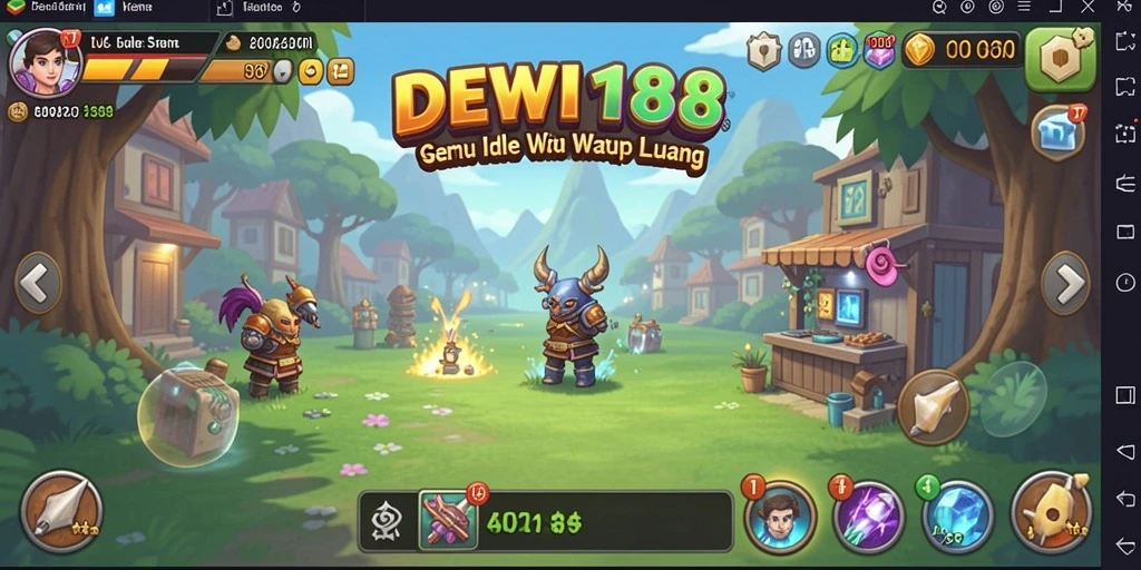 Tampilan gameplay DEWI188 menampilkan karakter yang berkembang secara otomatis.