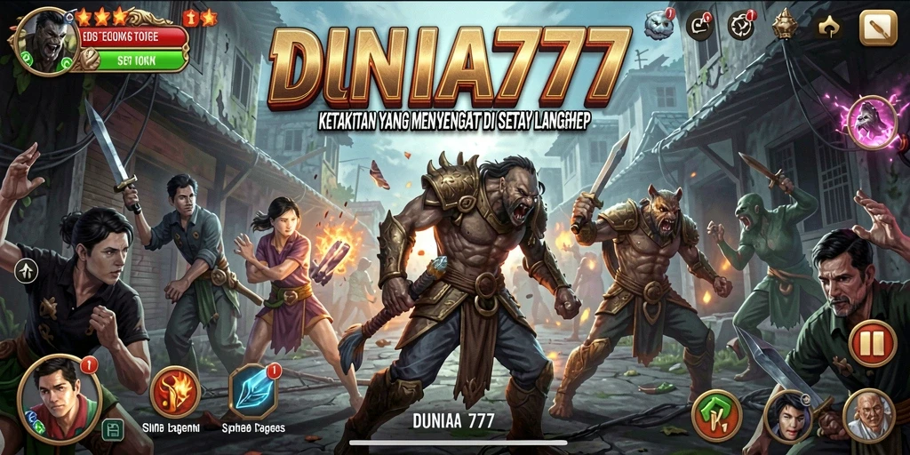 Screenshot DUNIA777 menampilkan suasana mencekam dengan karakter menyeramkan.