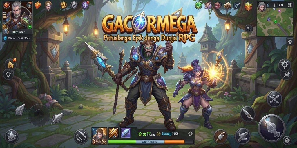 Tampilan mendebarkan dari pertempuran RPG dalam GACORMEGA.