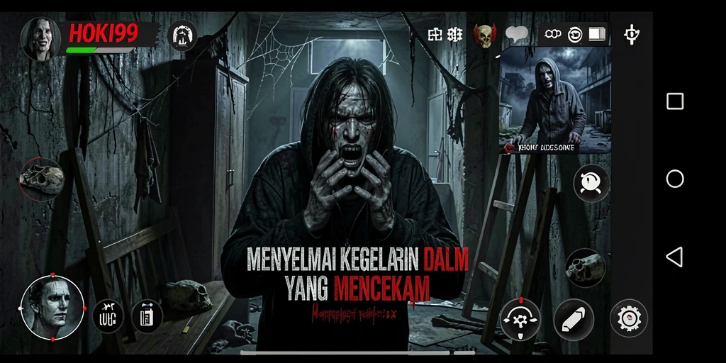 Tampilan gameplay menakutkan di HOKI99 dengan suasana kelam dan monster menyeramkan.