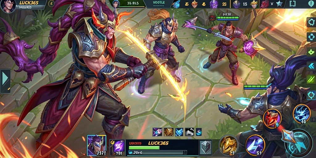 Tampilan menarik LUCK365 dengan aksi seru dalam pertarungan MOBA.