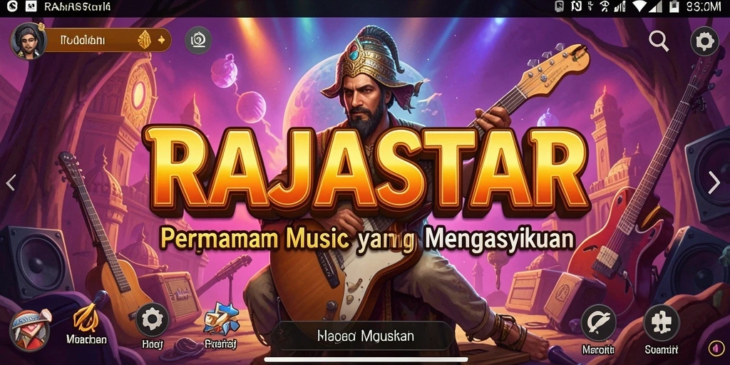 Tampilan gameplay RAJASTAR yang menarik dengan interaksi musik yang seru.