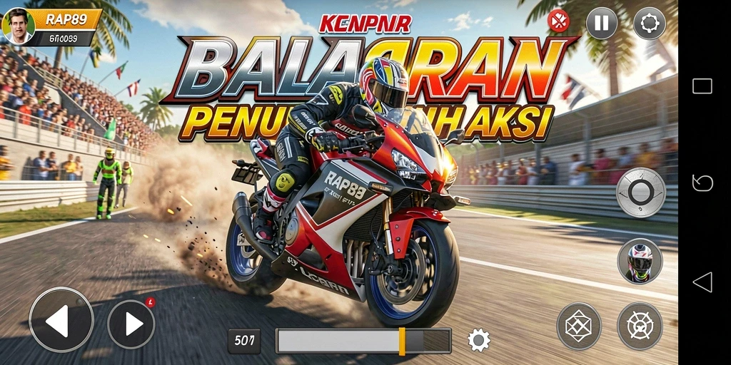 Gameplay menegangkan balapan motor di berbagai trek.
