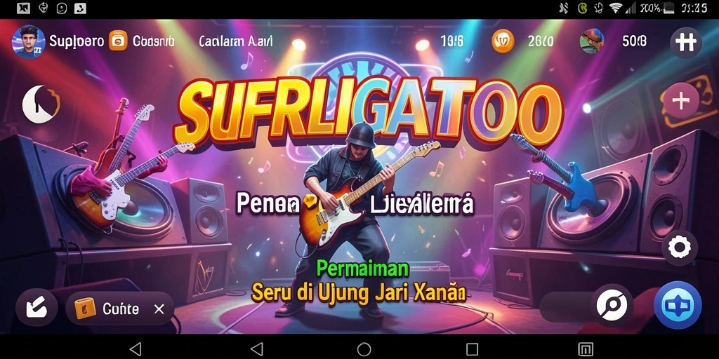 Tampilan gameplay SUPERLIGATOTO yang seru dan interaktif.