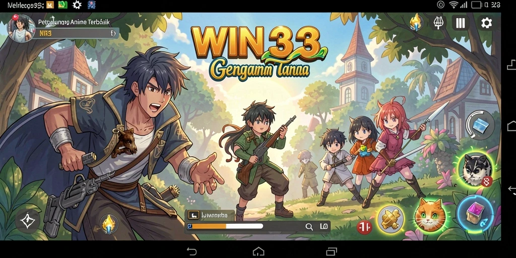 Tampilan gameplay WIN33 yang penuh aksi dan karakter anime keren.